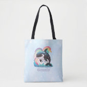 Leuke kawaii orka killer walvis regenbogen vlinder tote bag (Voorkant)