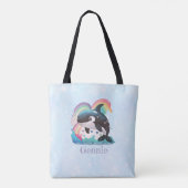 Leuke kawaii orka killer walvis regenbogen vlinder tote bag (Achterkant)