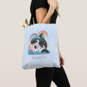 Leuke kawaii orka killer walvis regenbogen vlinder tote bag (Dichtbij)