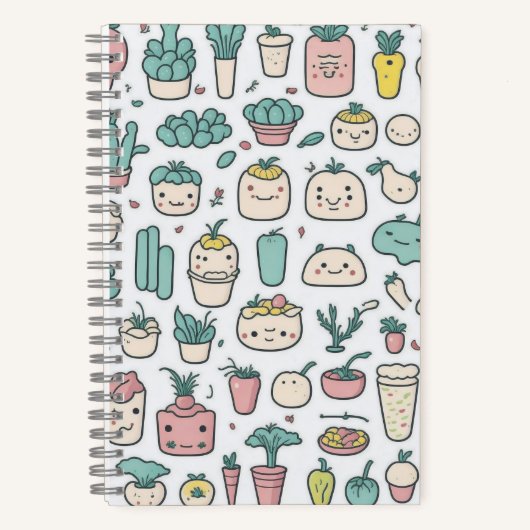 Leuke kawaii plantaardige iconen notitieboek (Voorkant)