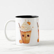 Leuke kawaii pompoen kruiden latte herfst liefhebb