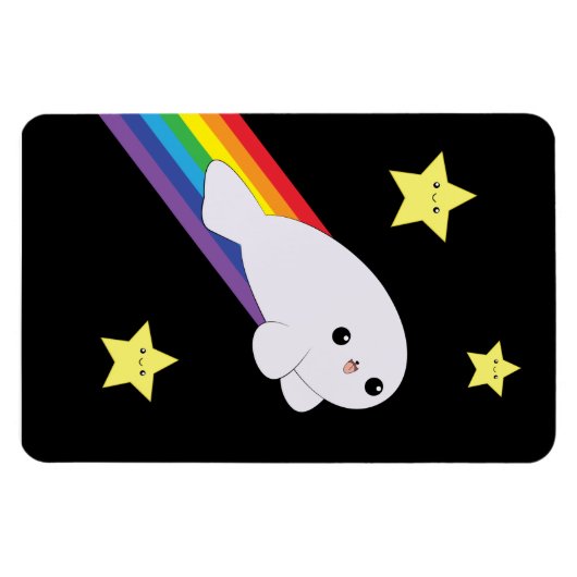 Leuke Kawaii Rainbow Rocket Baby Seal Magnet Magneet (Horizontaal)