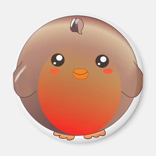 Leuke kawaii robin rode borstmagneet magneet (Voorkant)