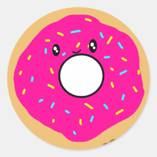 Leuke Kawaii Roze Donut met Sprinkles Ronde Sticker