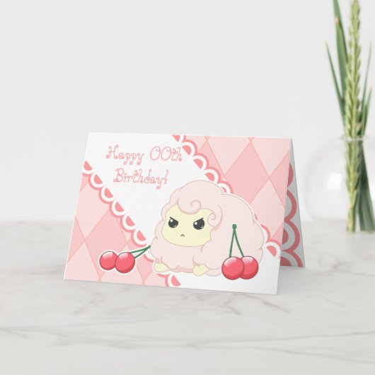 Leuke kawaii roze schapen met de kaart van de (Voorkant)