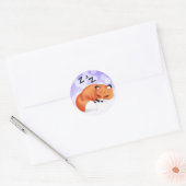 Leuke Kawaii Slapen cartoon vos Ronde Sticker (Envelop)