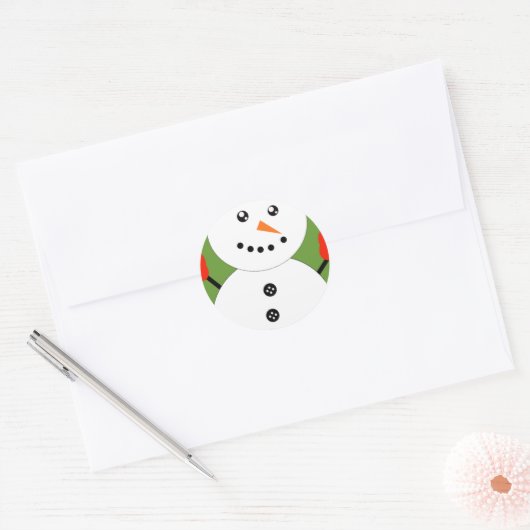 Leuke Kawaii Sneeuwman Ronde Sticker (Envelop)