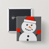 Leuke Kawaii Sneeuwman Vierkante Button 5,1 Cm (Voorkant /achterkant)