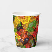 Leuke kawaii snoepjes kleurrijke gummy snoep beer papieren bekers (Achterkant)