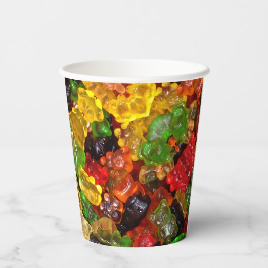 Leuke kawaii snoepjes kleurrijke gummy snoep beer papieren bekers (Achterkant)
