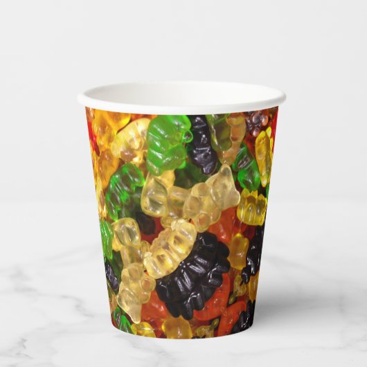 Leuke kawaii snoepjes kleurrijke gummy snoep beer papieren bekers (Voorkant)