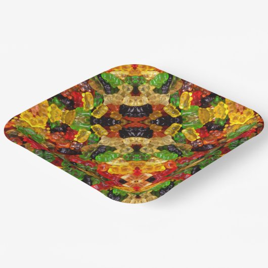 Leuke kawaii snoepjes kleurrijke gummy snoep beer papieren bordje (Gebogen)