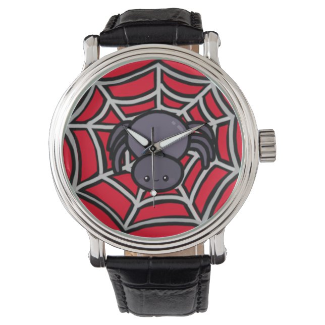 Leuke Kawaii Spinnenweb Horloge (Voorkant)