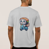 Leuke Kawaii Sushi op bezorgscooter T-shirt (Achterkant)