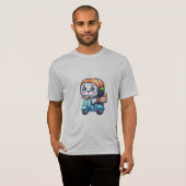 Leuke Kawaii Sushi op bezorgscooter T-shirt (Voorkant volledig)