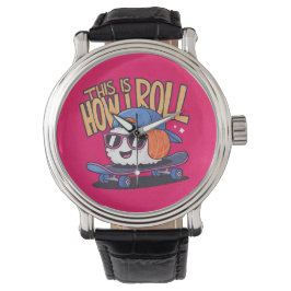 Leuke Kawaii Sushi op skateboard Horloge