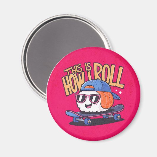 Leuke Kawaii Sushi op skateboard Magneet (Voorkant / Achterkant)