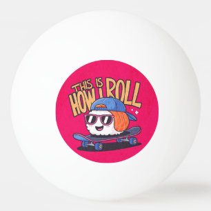 Leuke Kawaii Sushi op skateboard Pingpongbal