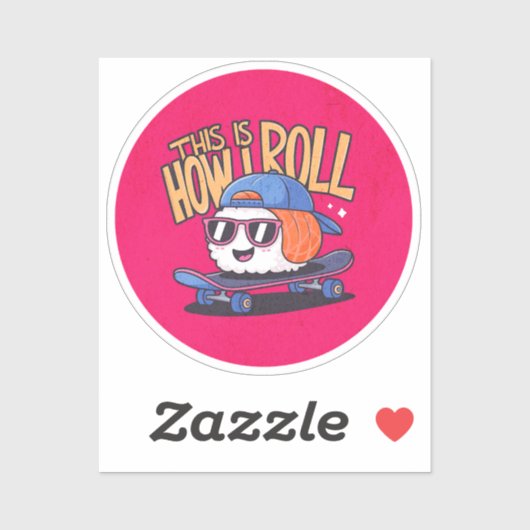 Leuke Kawaii Sushi op skateboard Sticker (Vel)