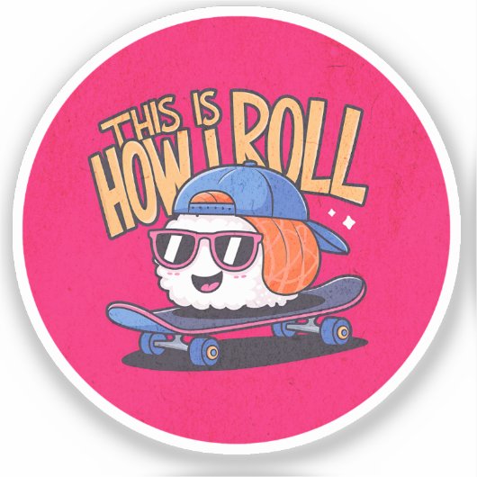 Leuke Kawaii Sushi op skateboard Sticker (Voorkant)