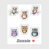 Leuke kawaii uilen sticker blad (Vel)