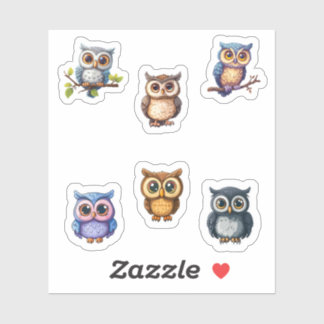 Leuke kawaii uilen sticker blad
