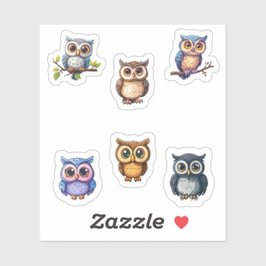 Leuke kawaii uilen sticker blad (Vel)