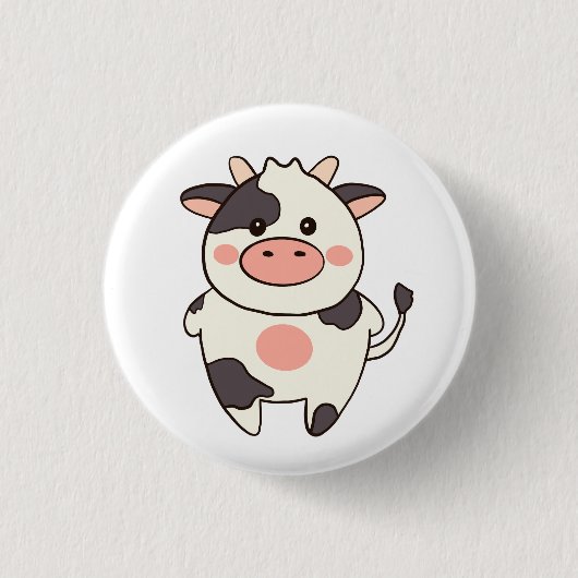 Leuke Kawaii vriendelijke Koe Ronde Button 3,2 Cm (Voorkant)