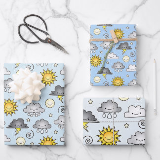 Leuke Kawaii Weer Wolken Klimaat Inpakpapier Vel