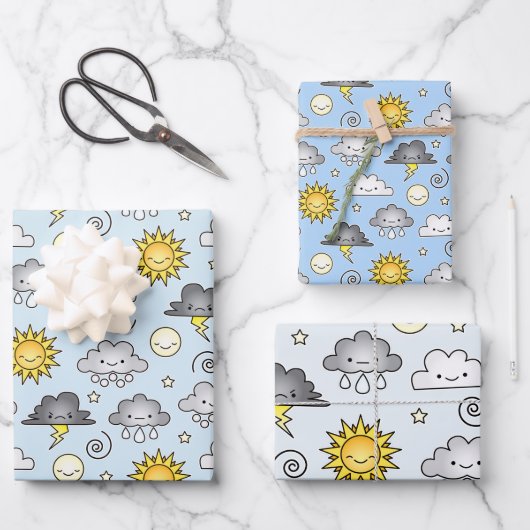 Leuke Kawaii Weer Wolken Klimaat Inpakpapier Vel (Voorkant)