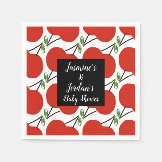 Leuke kersen baby shower servetten (Voorkant)