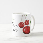 Leuke Kersen Waterverf Handgeschilderd Monogrammed Koffiemok (Voorkant rechts)