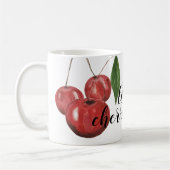 Leuke Kersen Waterverf Handgeschilderd Monogrammed Koffiemok (Links)