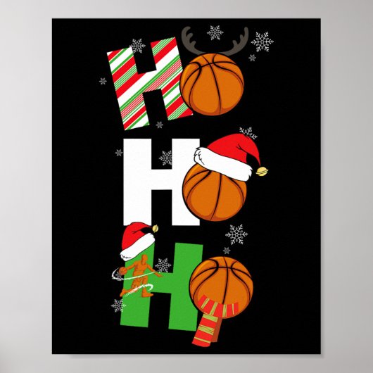 Leuke Kerst Basketbal Pyjama Speler Matching C Poster (Voorkant)