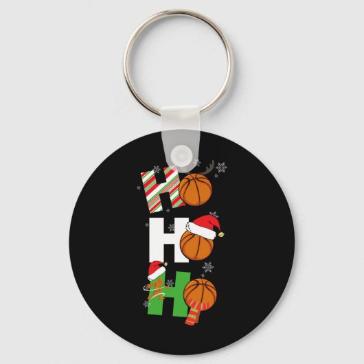 Leuke Kerst Basketbal Pyjama Speler Matching C Sleutelhanger (Voorkant)