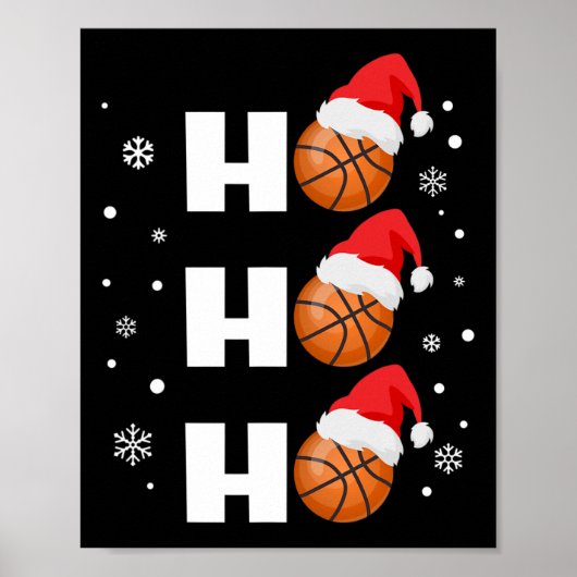 Leuke kerst basketbalspeler Ho Ho Ho Sport Fa Poster (Voorkant)
