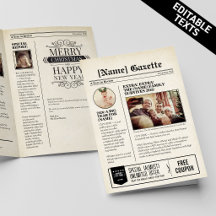 Leuke Kerst Bewerkbare Sjabloon Vintage Kranten