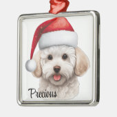 LEUKE KERST BICHON FRISE HOND MET SANTA HOED METALEN ORNAMENT (Links)