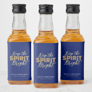 Leuke kerst blauw & goud likeur fles likeurfles etiket