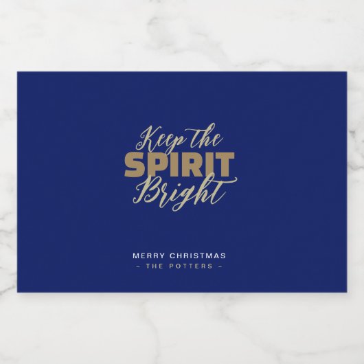 Leuke kerst blauw & goud likeur fles likeurfles etiket (Enkel label)