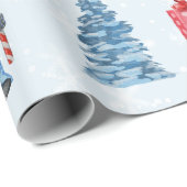Leuke Kerst Blauw Rood Gnomen Cadeaupapier (Rol Hoek)