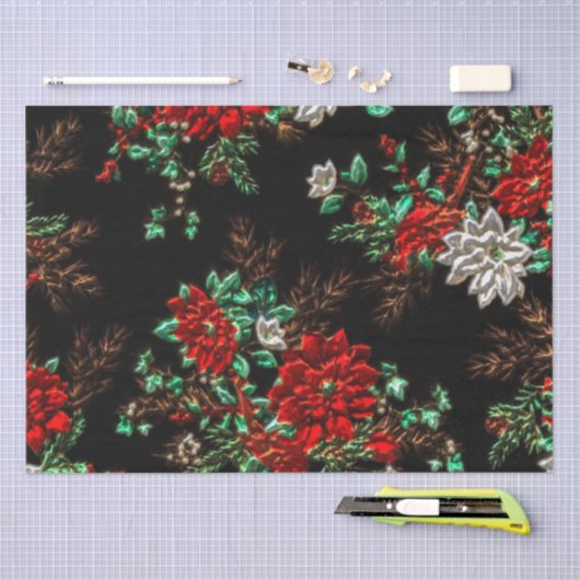 Leuke Kerst Bloempatroon Weefselpapier Tissuepapier (Craft)