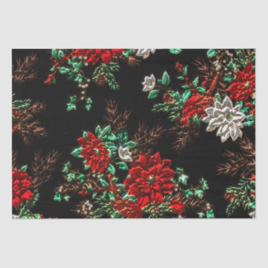 Leuke Kerst Bloempatroon Weefselpapier Tissuepapier (Voorkant)