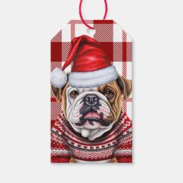 Leuke kerst Bulldog voor Hondenliefhebbers Cadeaulabel