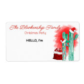 Leuke kerst cactus papier label naam tag (Voorkant)