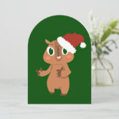 Leuke kerst Capybara Santa Claus Kaart (Staand voorkant)