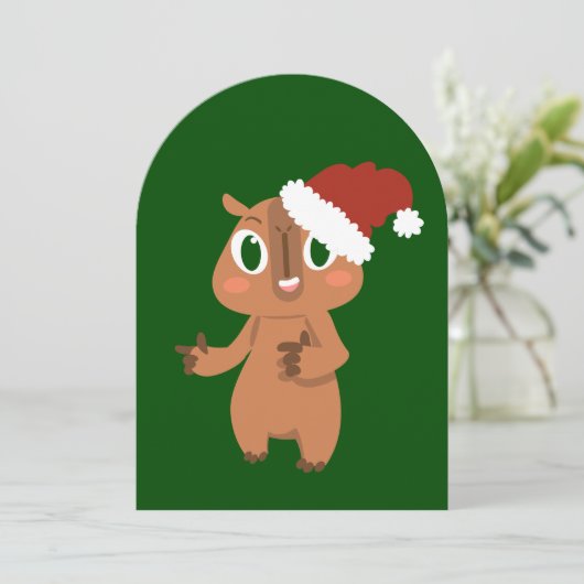 Leuke kerst Capybara Santa Claus Kaart (Staand voorkant)