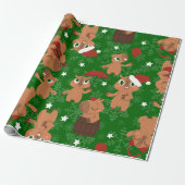 Leuke kerst Capybara Santa sneeuwvlokken Cadeaupapier (Uitgerold)