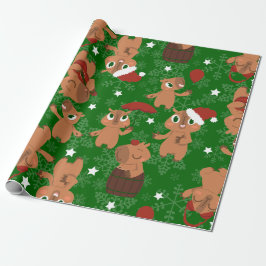 Leuke kerst Capybara Santa sneeuwvlokken Cadeaupapier