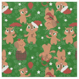 Leuke kerst Capybara Santa sneeuwvlokken Stof